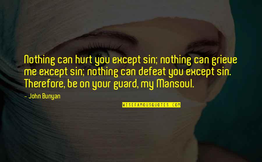 You Hurt Me Quotes By John Bunyan: Nothing can hurt you except sin; nothing can