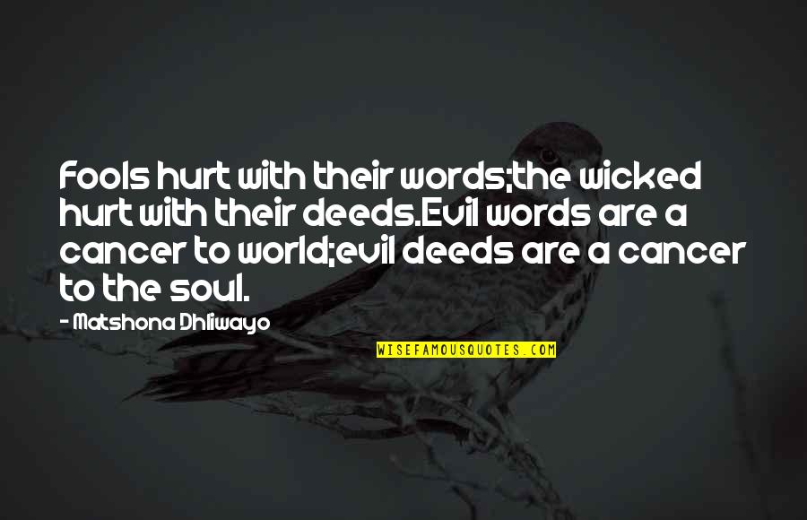 You Hurt My Soul Quotes By Matshona Dhliwayo: Fools hurt with their words;the wicked hurt with