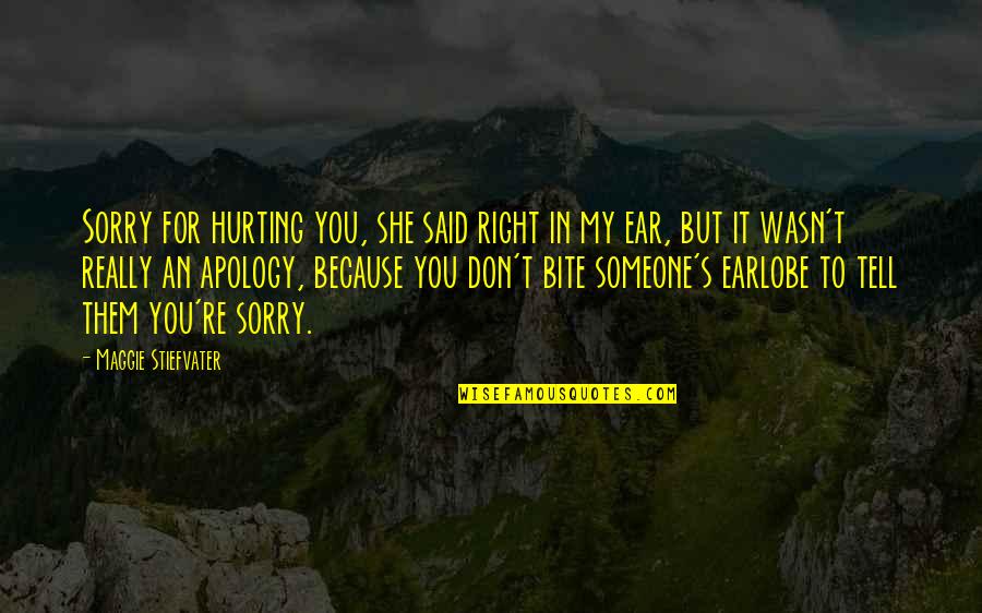 You Hurting Someone Quotes By Maggie Stiefvater: Sorry for hurting you, she said right in You Hurting Someone Quotes By Maggie Stiefvater: Sorry for hurting you, she said right in