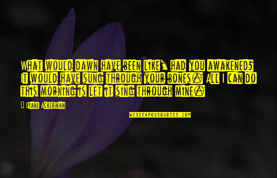You Is Mine Quotes By Diane Ackerman: What would dawn have been like, had you You Is Mine Quotes By Diane Ackerman: What would dawn have been like, had you