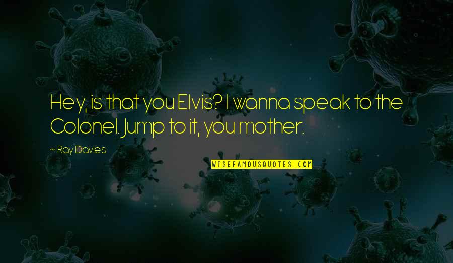 You Jump I Jump Quotes By Ray Davies: Hey, is that you Elvis? I wanna speak