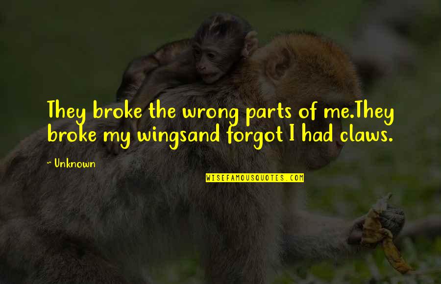 You Just Forgot Me Quotes By Unknown: They broke the wrong parts of me.They broke