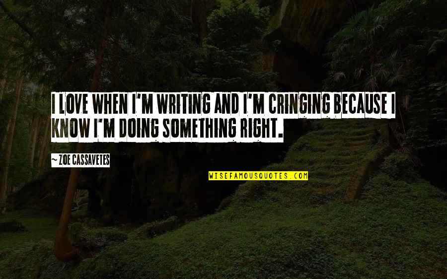 You Know I Love You Right Quotes By Zoe Cassavetes: I love when I'm writing and I'm cringing