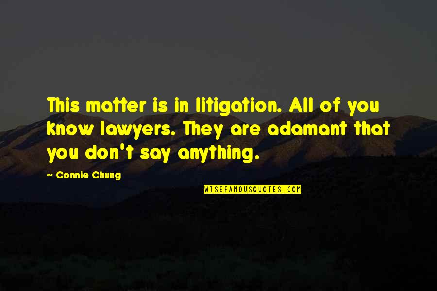 You Know Nothing About Love Quotes By Connie Chung: This matter is in litigation. All of you
