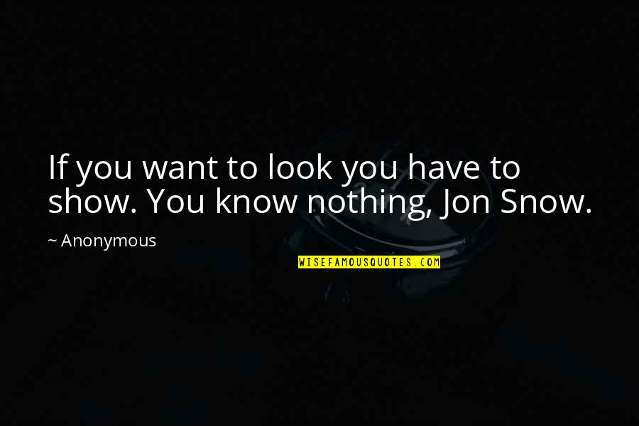 You Know Nothing Jon Snow Quotes By Anonymous: If you want to look you have to