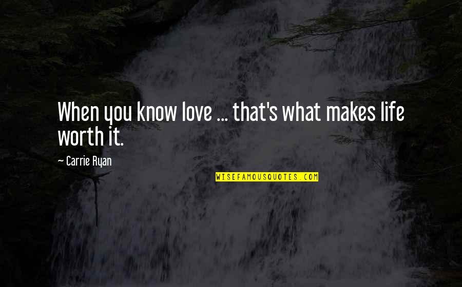 You Know What Your Worth Quotes By Carrie Ryan: When you know love ... that's what makes