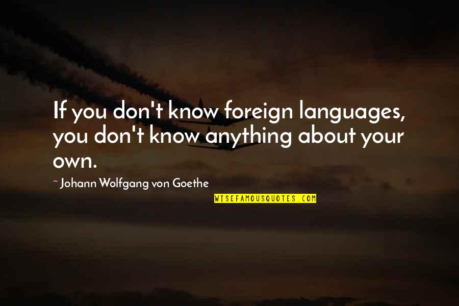 You Language Quotes By Johann Wolfgang Von Goethe: If you don't know foreign languages, you don't