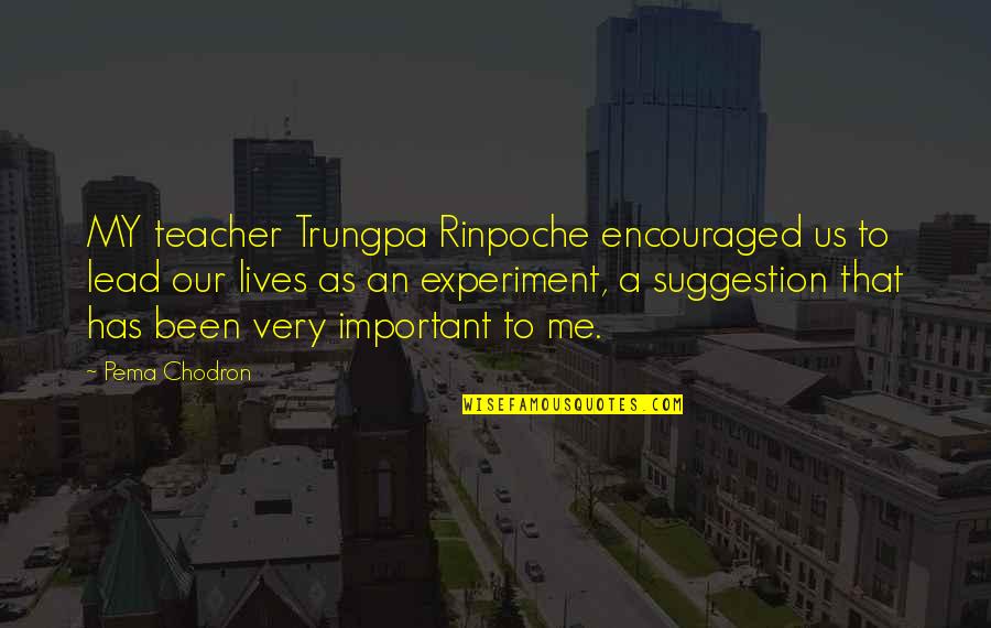 You Lead Me On Quotes By Pema Chodron: MY teacher Trungpa Rinpoche encouraged us to lead