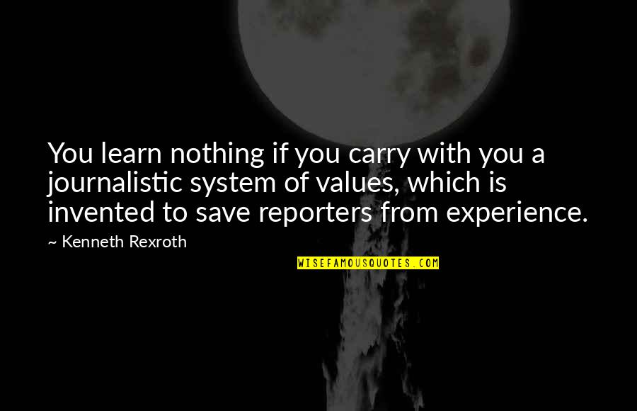 You Learn From Experience Quotes By Kenneth Rexroth: You learn nothing if you carry with you