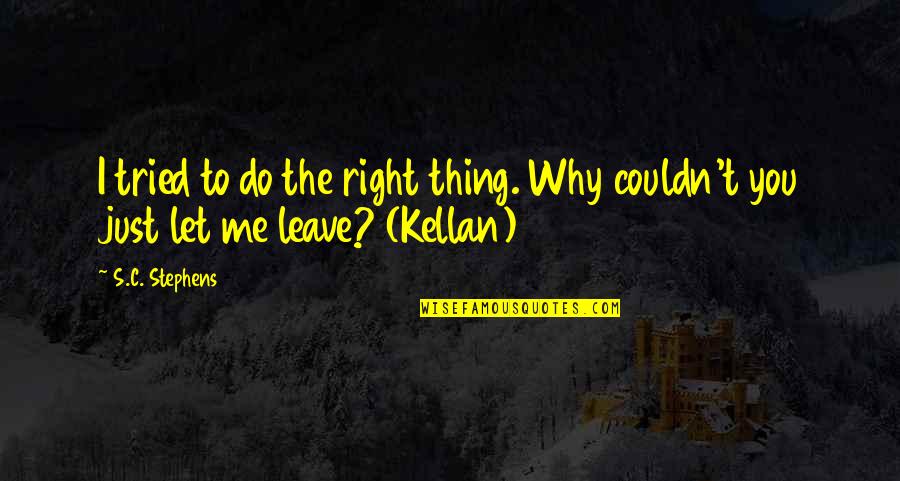You Leave Me Quotes By S.C. Stephens: I tried to do the right thing. Why
