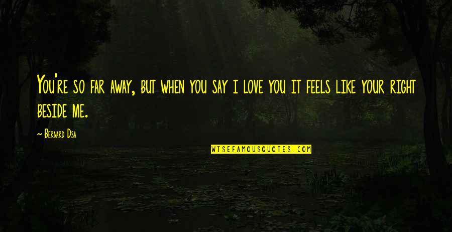 You Like It I Love It Quotes By Bernard Dsa: You're so far away, but when you say