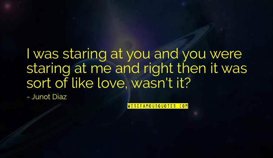 You Like It I Love It Quotes By Junot Diaz: I was staring at you and you were