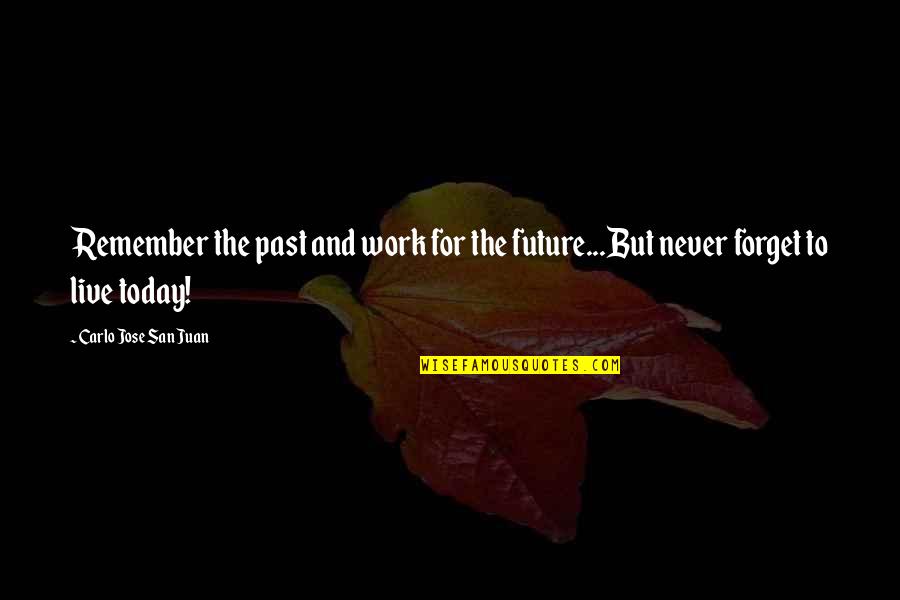 You Live For Today Quotes By Carlo Jose San Juan: Remember the past and work for the future...But