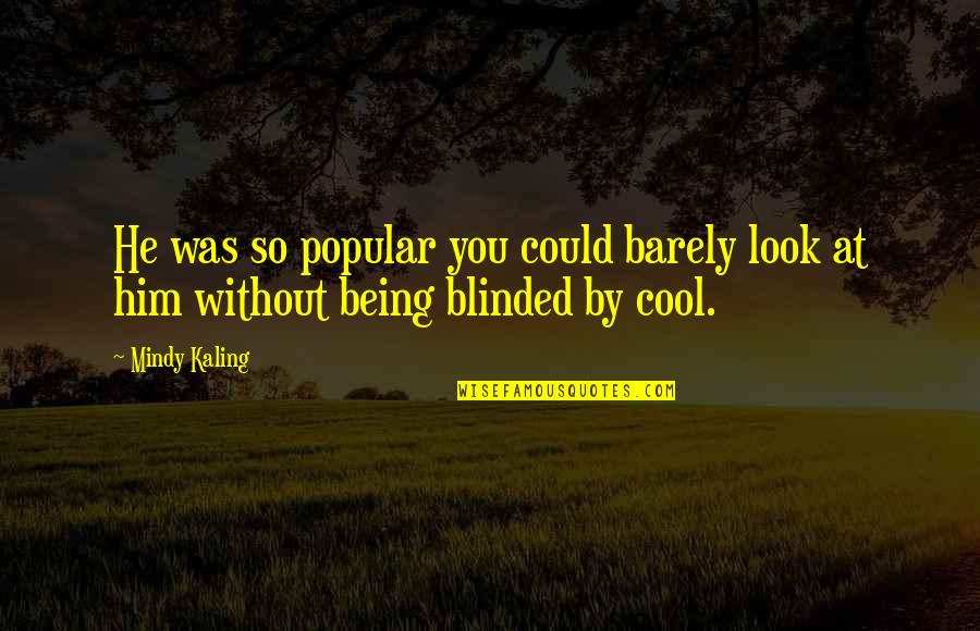 You Look Cool Quotes By Mindy Kaling: He was so popular you could barely look