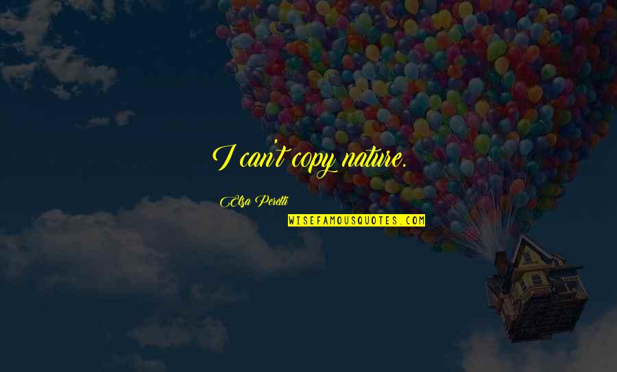 You Look Good Together Quotes By Elsa Peretti: I can't copy nature. You Look Good Together Quotes By Elsa Peretti: I can't copy nature.