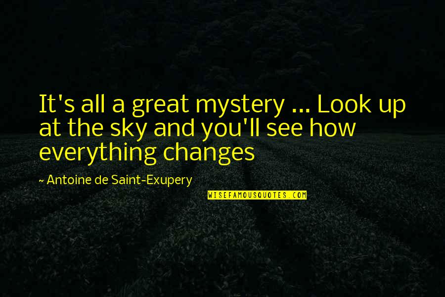 You Look Great Quotes By Antoine De Saint-Exupery: It's all a great mystery ... Look up