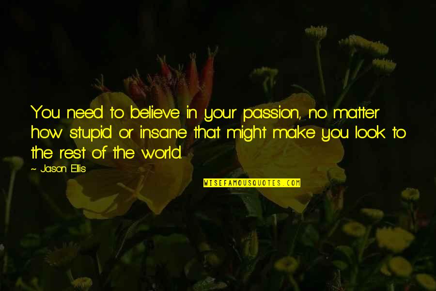 You Look So Stupid Quotes By Jason Ellis: You need to believe in your passion, no