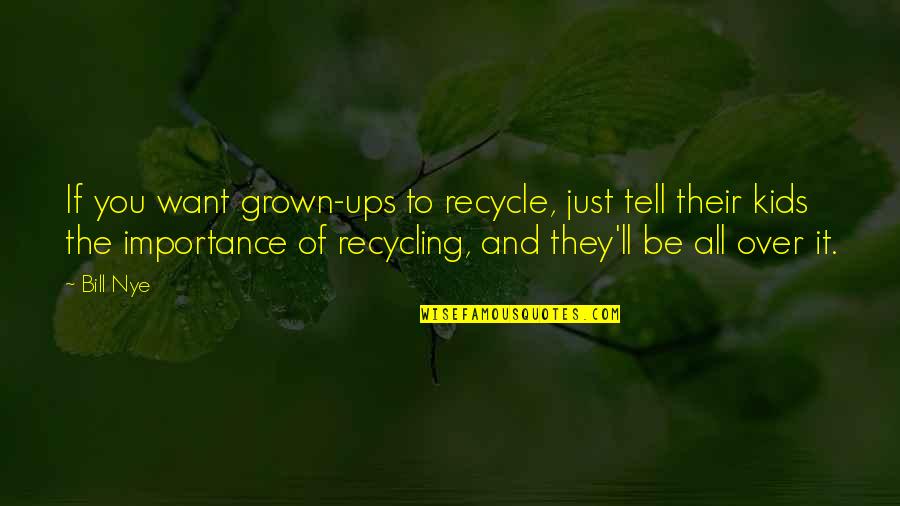 You Made A Fool Outta Me Quotes By Bill Nye: If you want grown-ups to recycle, just tell