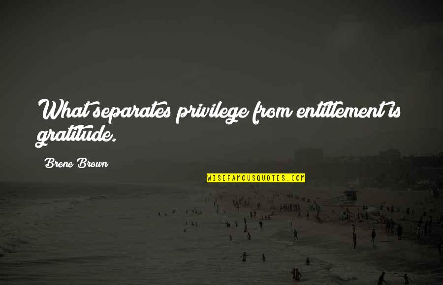 You Made Me Complete Quotes By Brene Brown: What separates privilege from entitlement is gratitude. You Made Me Complete Quotes By Brene Brown: What separates privilege from entitlement is gratitude.