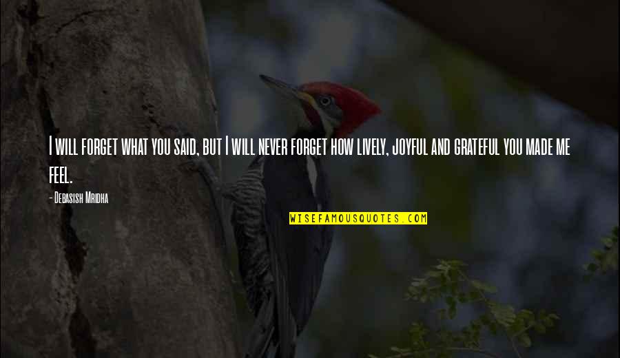 You Made Me Feel Quotes By Debasish Mridha: I will forget what you said, but I You Made Me Feel Quotes By Debasish Mridha: I will forget what you said, but I
