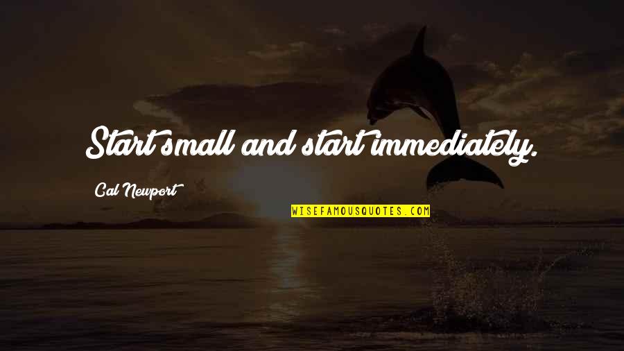 You May Be Mad At Me Quotes By Cal Newport: Start small and start immediately. You May Be Mad At Me Quotes By Cal Newport: Start small and start immediately.