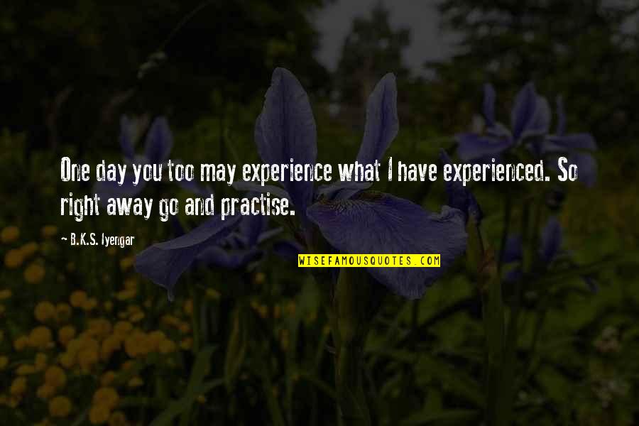 You May Go Quotes By B.K.S. Iyengar: One day you too may experience what I
