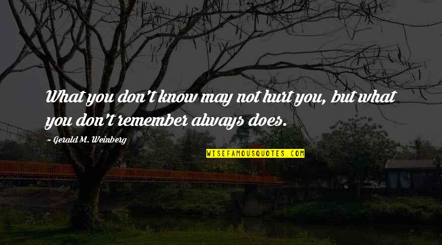 You May Not Know Quotes By Gerald M. Weinberg: What you don't know may not hurt you,