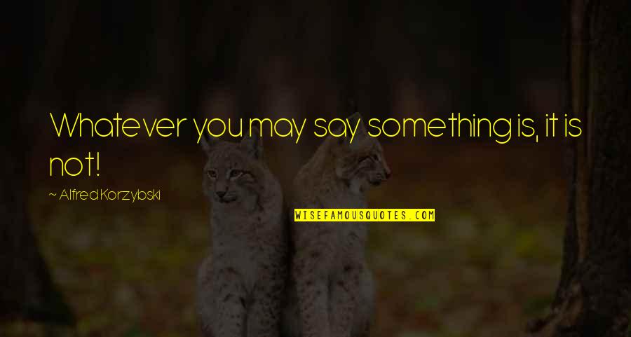 You May Not Quotes By Alfred Korzybski: Whatever you may say something is, it is You May Not Quotes By Alfred Korzybski: Whatever you may say something is, it is