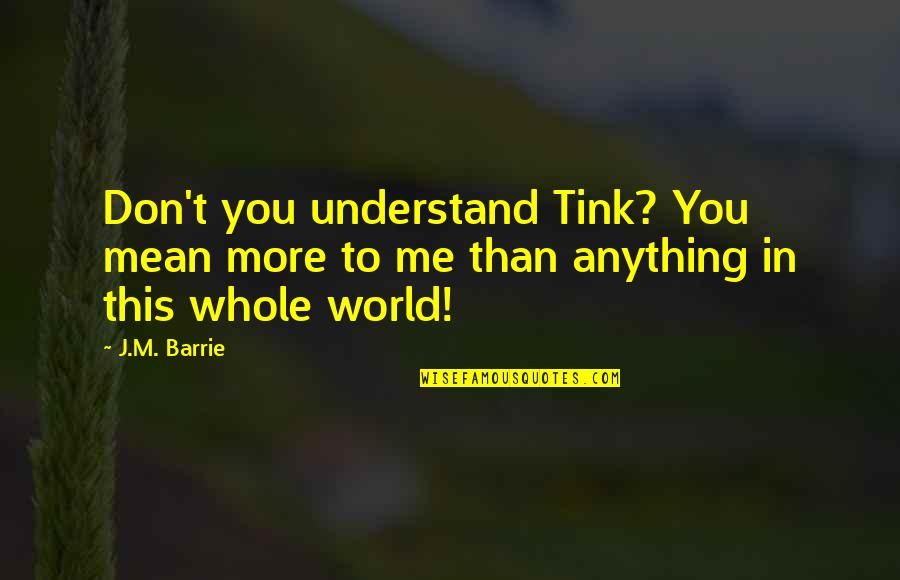 You Mean More Quotes By J.M. Barrie: Don't you understand Tink? You mean more to