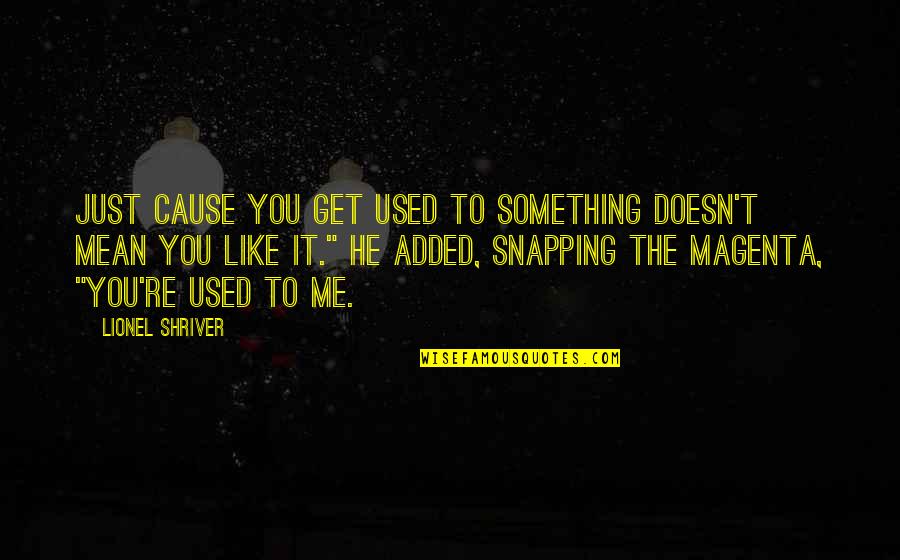 You Mean Something To Me Quotes By Lionel Shriver: Just cause you get used to something doesn't