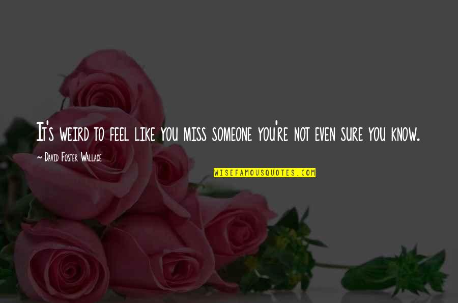 You Miss Someone Quotes By David Foster Wallace: It's weird to feel like you miss someone