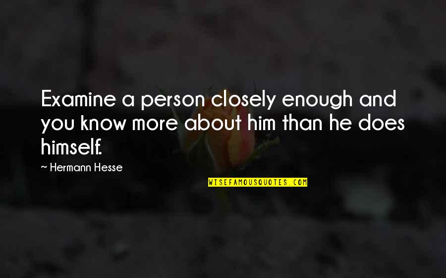 You More Than Enough Quotes By Hermann Hesse: Examine a person closely enough and you know