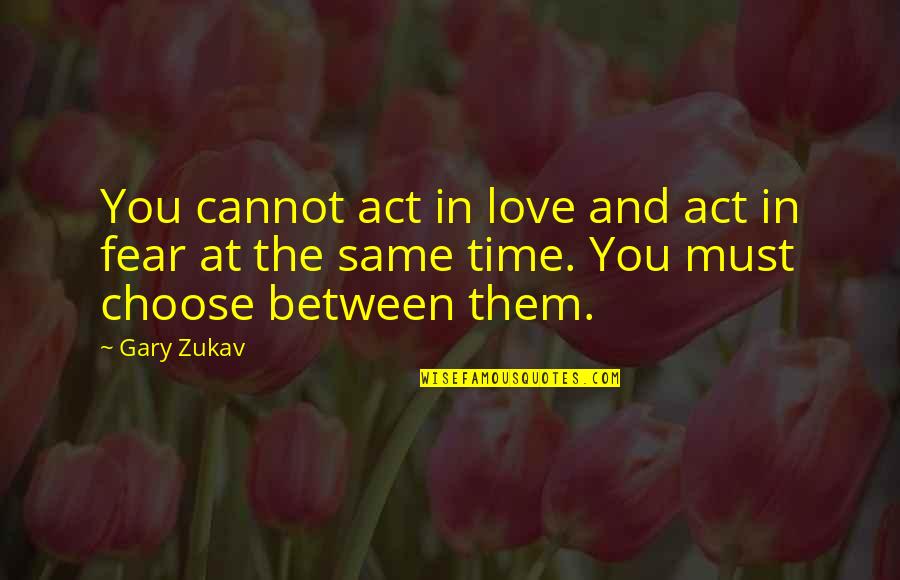 You Must Choose Quotes By Gary Zukav: You cannot act in love and act in