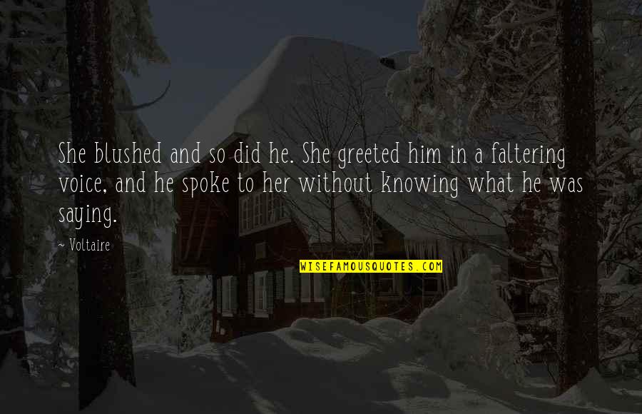 You My Crush Quotes By Voltaire: She blushed and so did he. She greeted You My Crush Quotes By Voltaire: She blushed and so did he. She greeted