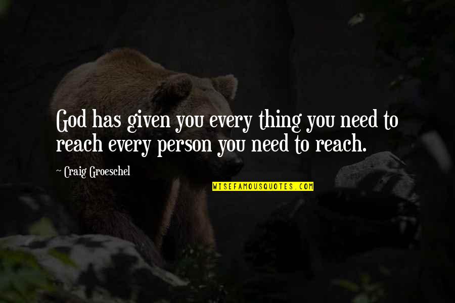 You Need God Quotes By Craig Groeschel: God has given you every thing you need