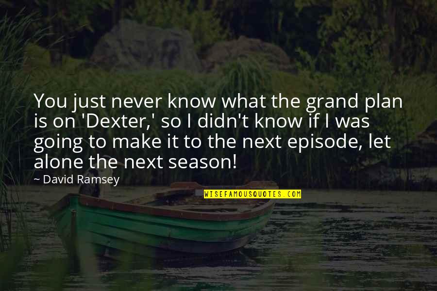 You Never Alone Quotes By David Ramsey: You just never know what the grand plan You Never Alone Quotes By David Ramsey: You just never know what the grand plan