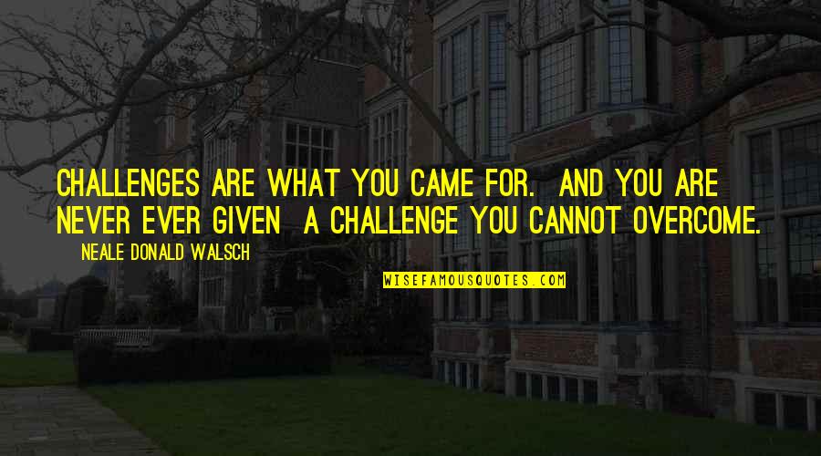 You Never Came Quotes By Neale Donald Walsch: Challenges are what you came for. And you You Never Came Quotes By Neale Donald Walsch: Challenges are what you came for. And you