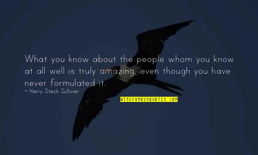 You Never Know What You Have Quotes By Harry Stack Sullivan: What you know about the people whom you