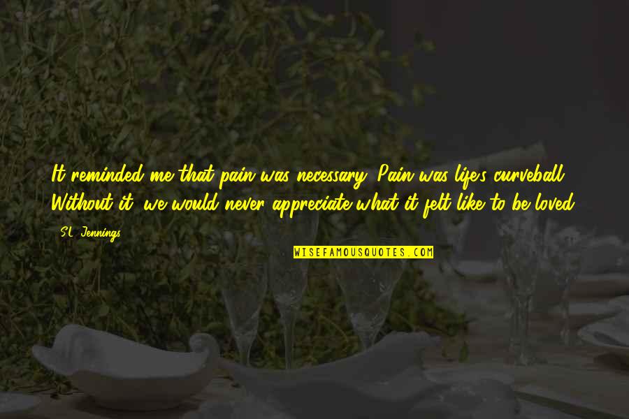 You Never Loved Me Quotes By S.L. Jennings: It reminded me that pain was necessary. Pain You Never Loved Me Quotes By S.L. Jennings: It reminded me that pain was necessary. Pain