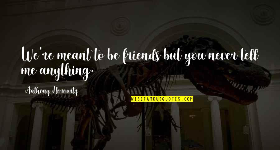 You Never Meant Anything Quotes By Anthony Horowitz: We're meant to be friends but you never