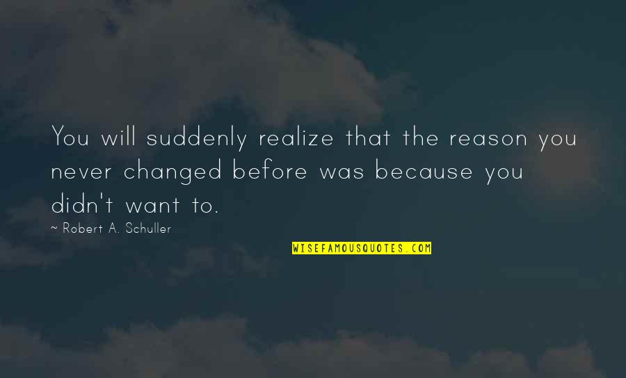 You Never Realize Quotes By Robert A. Schuller: You will suddenly realize that the reason you