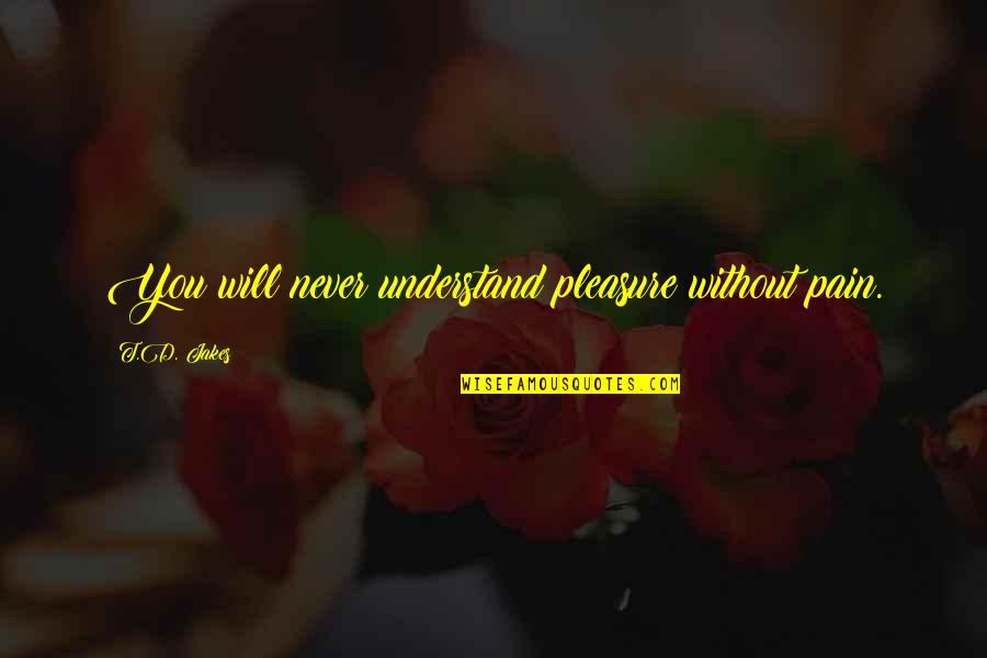 You Never Understand My Pain Quotes By T.D. Jakes: You will never understand pleasure without pain.