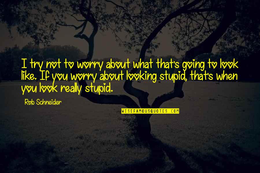 You Not Stupid Quotes By Rob Schneider: I try not to worry about what that's