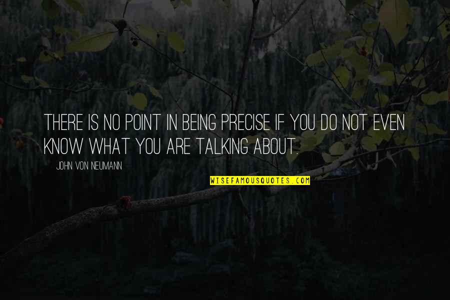 You Not Talking Quotes By John Von Neumann: There is no point in being precise if