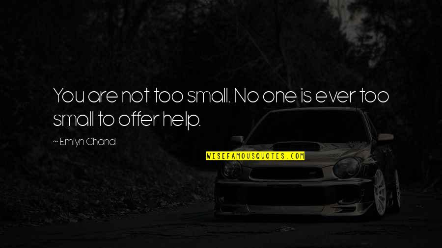 You Not The One Quotes By Emlyn Chand: You are not too small. No one is