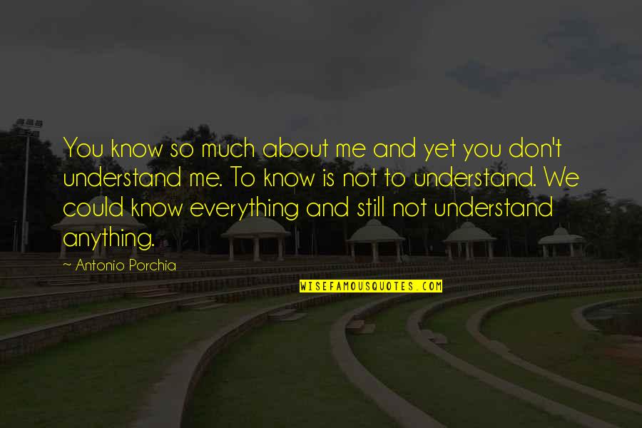 You Not Understand Me Quotes By Antonio Porchia: You know so much about me and yet