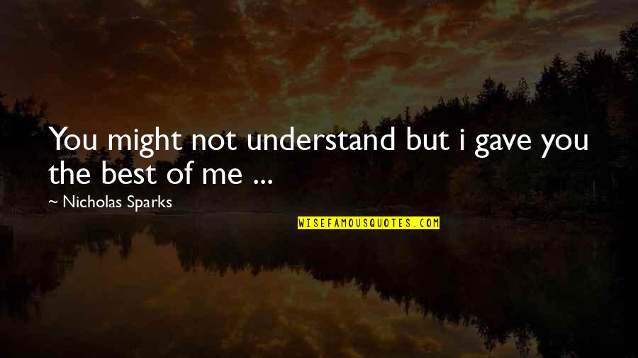You Not Understand Me Quotes By Nicholas Sparks: You might not understand but i gave you