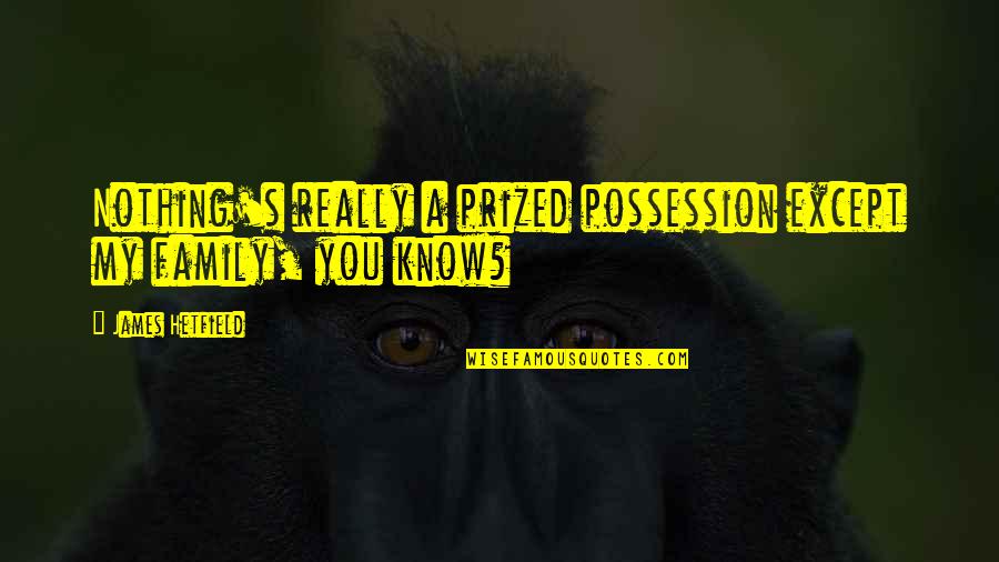 You Nothing Quotes By James Hetfield: Nothing's really a prized possession except my family, You Nothing Quotes By James Hetfield: Nothing's really a prized possession except my family,