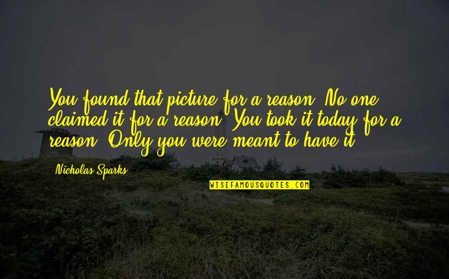 You Only Have Today Quotes By Nicholas Sparks: You found that picture for a reason. No