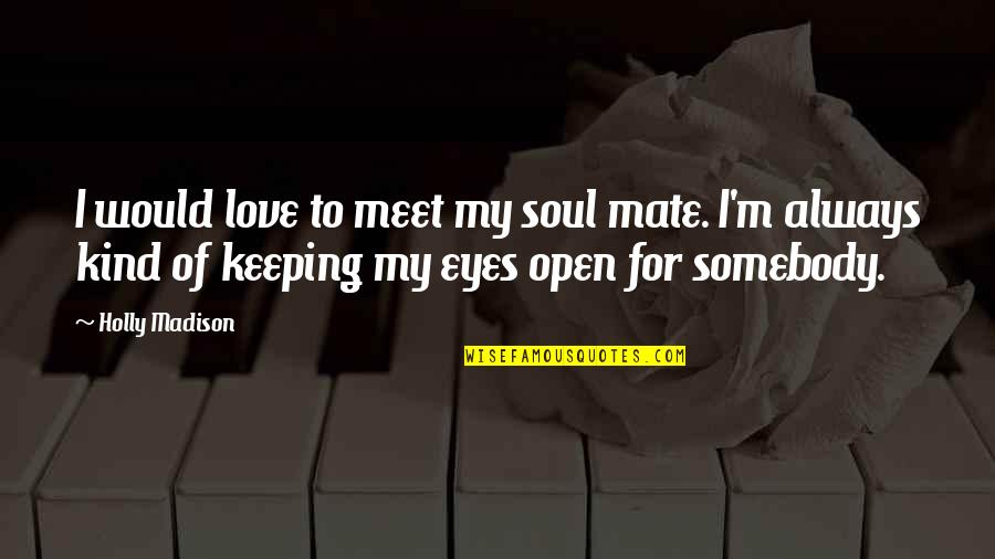 You Open My Eyes Love Quotes By Holly Madison: I would love to meet my soul mate. You Open My Eyes Love Quotes By Holly Madison: I would love to meet my soul mate.